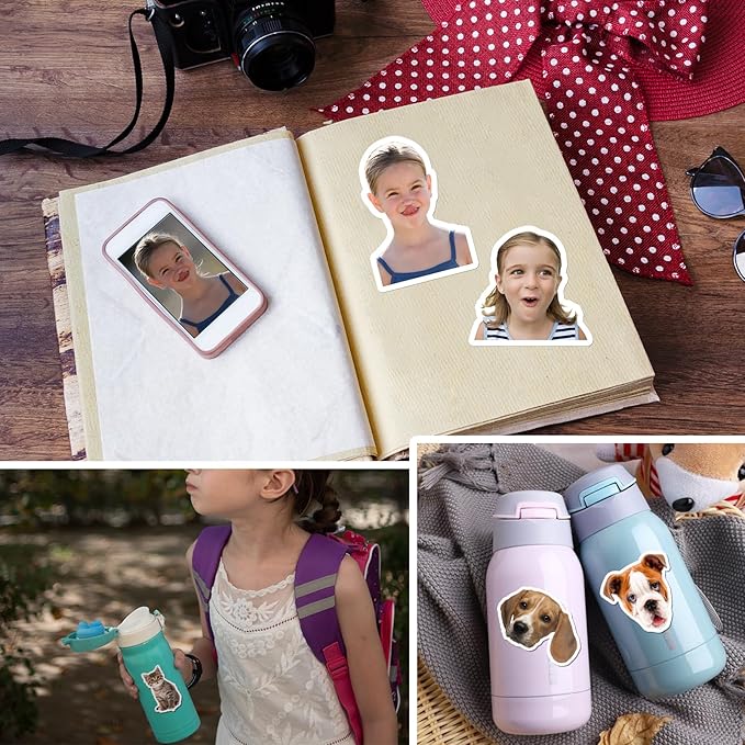100-500 PCS Custom Stickers Personalized Labels Stickers Customized Stickers with Image Photo Name or Text for Business Logo,Personalized Waterproof,Dishwasher Safe,Vinyl Stickers