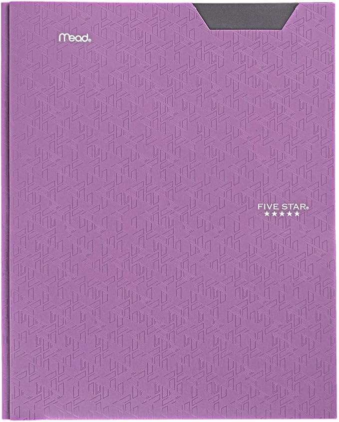 Five Star Folder, 2-Pocket, Prong Fasteners | Amethyst Purple | Pack of 2 | Stay-Put Design
