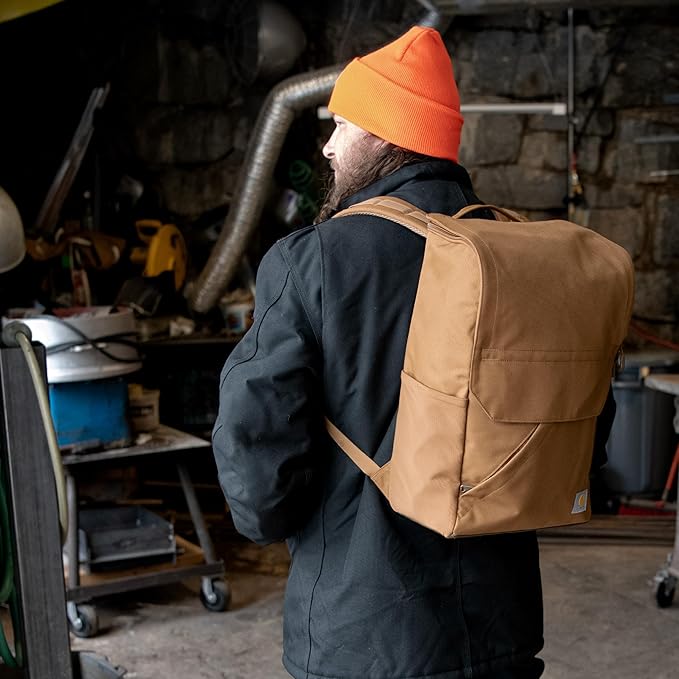 Carhartt 21L Top-Load Backpack, Durable Water Resistant Coated Canvas Base W/ 17" Laptop Sleeve, Black