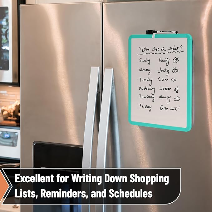 Mr. Pen- Dry Erase Board, 14” x 11” with a Black Dry Erase Marker, Aqua Blue Frame, Small Mini White Board for Students, Fridge, Wall, Locker, Includes Double Sided Tapes