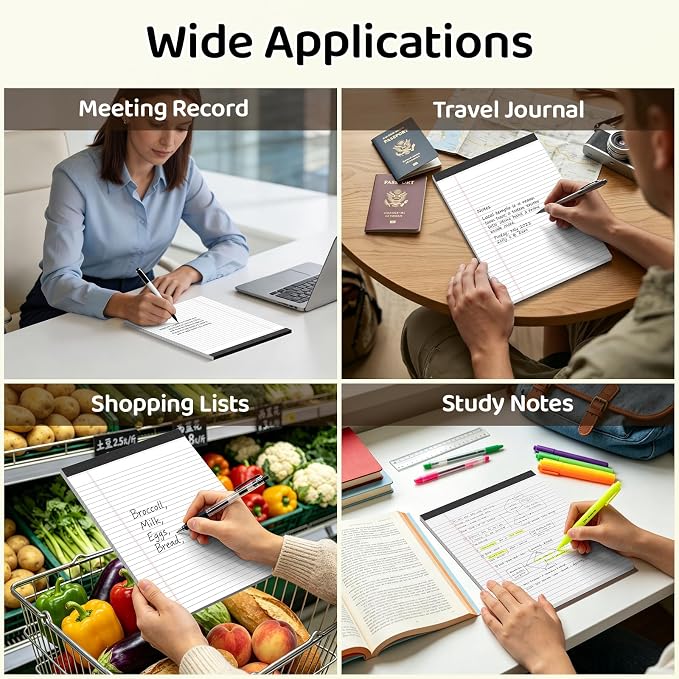8.5x11 Lined Notepads 36 Pack - White Ruled Legal Pads with Firm Backing for Daily Lists, School Notes & Office Reminders | Smooth No-Bleed Paper for Students, Teachers & Professionals