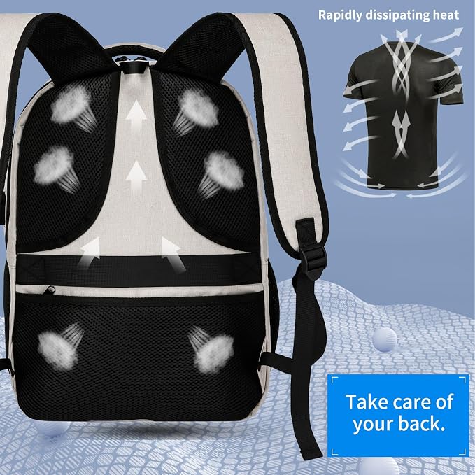 School Backpacks for Teens Boys and Girls, Laptop Teens backpack with USB Charging Port, 15.6 Inch Water Resistant Mochila for Work, College, Beige