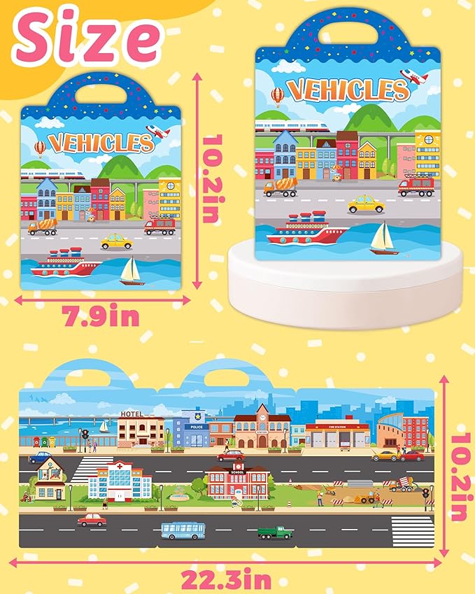 Benresive Reusable Sticker Book for Toddlers & Stickers for Kids, Toddler Travel Toys, Craft Activities, Boys & Girls Birthday Gifts