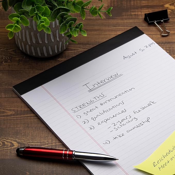 KitchenDine Office Legal Pads | Note Pads For Work | Memo Pads | 8.5 x 11 inches Lined Paper Pad | Narrow Rule 50 Sheets Pads | Set of 6 White Writing pads for Home, School, Teachers, Businesses
