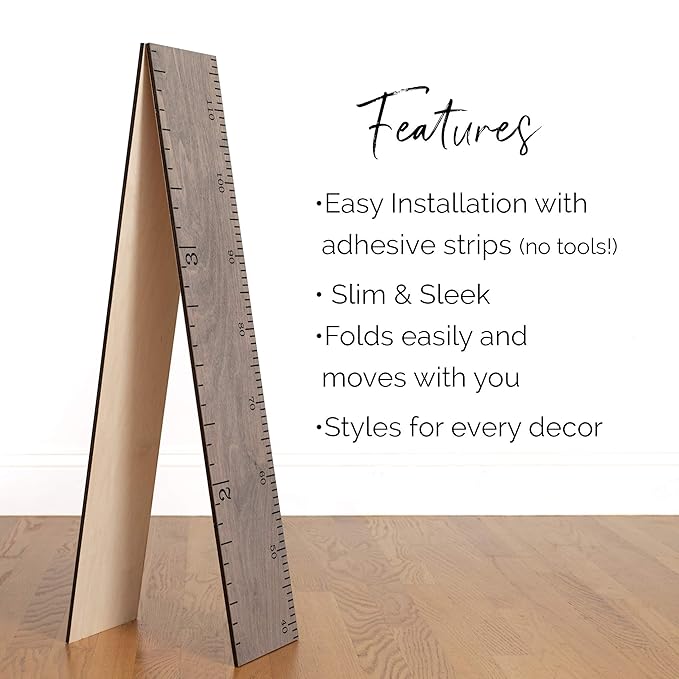 Headwaters Studio Growth Chart for Wall - Height Chart for Kids, Growth Chart for Kids, Measuring Board for Kids Height, Wooden Growth Chart for Wall, Height Measurement for Wall - Gray (6.7" to 6.5")