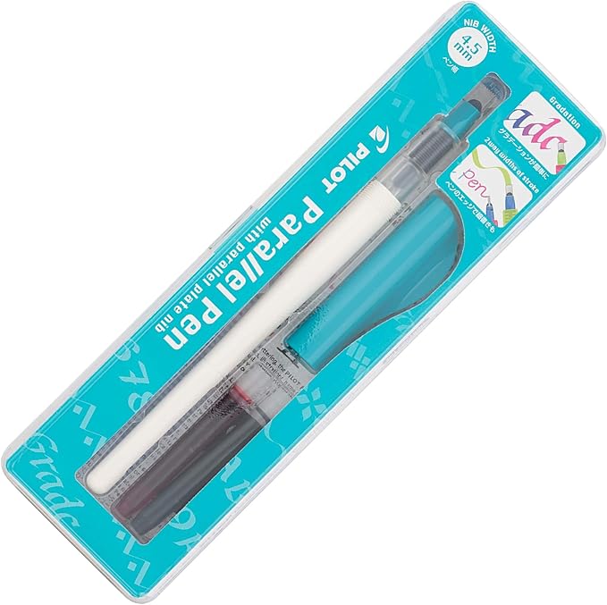Pilot Parallel Pen Premium Caligraphy Pen Set, 4.5mm Nib, White Barrel with Teal Accents (14682) (Pack of 2)