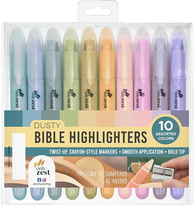 10 Pack Bible Safe Highlighters - Dusty Color, Wax Highlighters No Bleed, Scripture Markers for Journaling, Study Accessories and School Supplies