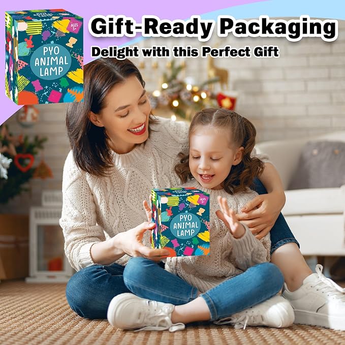 FUNZBO Paint Your Own Bear Lamp Kit - Arts and Crafts Supplies Painting Kits for Kids Teens, DIY Night Light Toy for Girls Boys Ages 3 4 5 6 7 8 9 10 11 12 Birthday Gifts