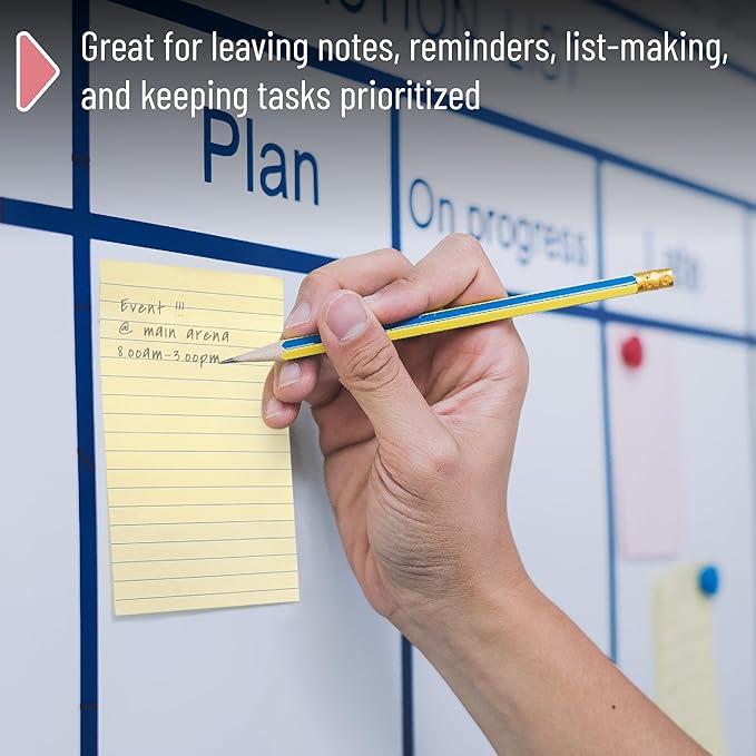 Mr. Pen- Lined Sticky Notes, 4" x 6", 6 Pads, 60 Sheets/Pad, Vintage Color, Sticky Notes with Lines, Ruled Post Stickies, Memo Pads, Self-Stick Note Pad for Office, School, Home, Study