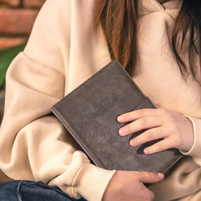 Ospelelf Brown Christian Daily Prayer Journal for Men, Faux Leather Gratitude Journal Planners, Undated 3 Month Bible Notebooks for Note Taking