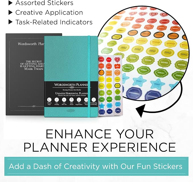 Wordsworth & Black A5 Undated Weekly, Monthly Planner, A5 Paper, Turquoise
