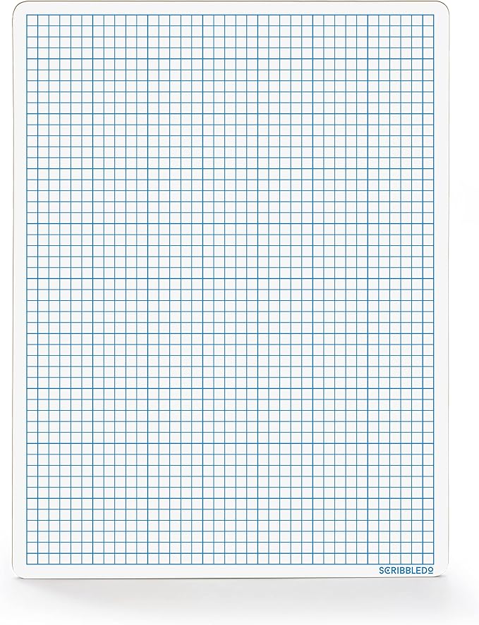 SCRIBBLEDO Dry Erase Graph Whiteboard 9" x 12" Double Sided Dry Erase Board with Grid for Home, School, Classroom, Kids and Students Portable Grid Board for Graphing and Geometry