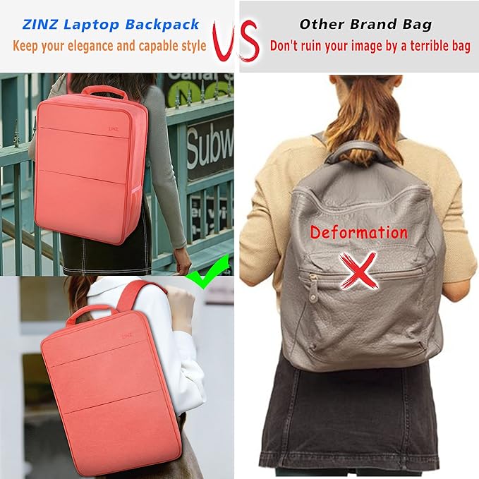 ZINZ Slim & Expandable Laptop Backpack 15 15.6 16 Inch Case, Water Resistant Travel Backpack Compatible with MacBook Pro/Neo 16" 15", Dell XPS 15 16 and Most 15" 15.6" 16" Notebooks,P01K01