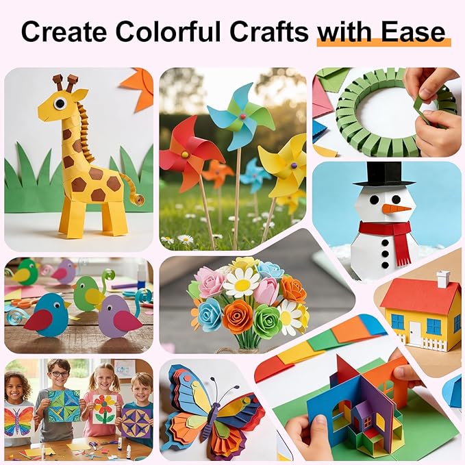 600-Sheets Colored Cardstock for Crafts: 50 Assorted Colors, 8.5" x 11", 65lb/180gsm, Colored Paper for Kids School Supplies, Party Decorations, DIY Crafts, for cri·cut Cutting