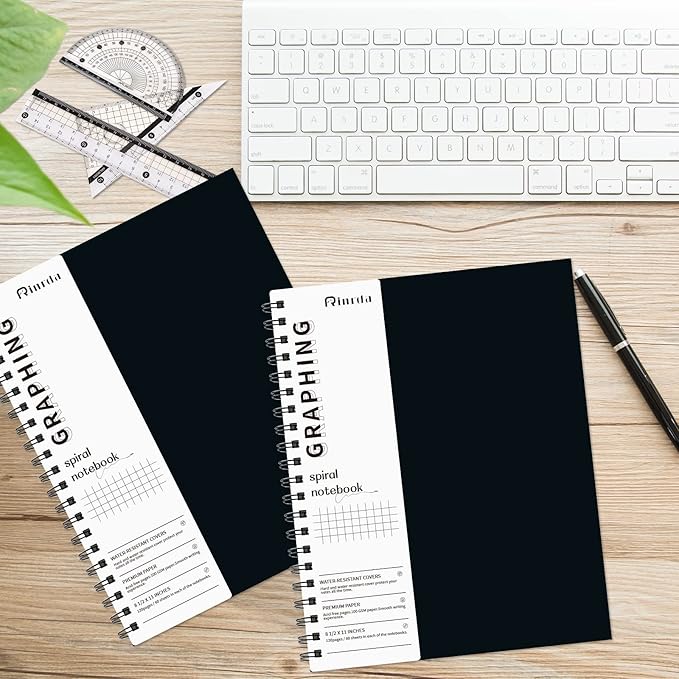 Graph Paper Notebook Spiral Notebook 8.5" x 11" 8 Pack Grid Paper Notebook Graph notebook Engineering notebook 120 Pages 100 GSM Thick Graphing Paper Notebook Hardcover Journal for School