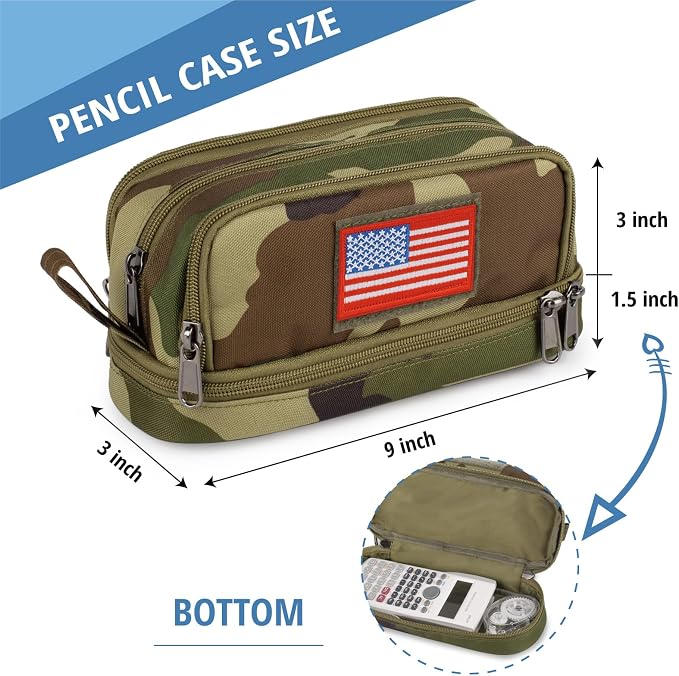 Tactical 4 Compartments Pencil Case for Boy, Large Pen Pouch Bag for School | Tactical Large Capacity Pen Box, 900D Farbic Tool Bag for School College Office Marker Organizer for Boy Kid Men Adult Teen