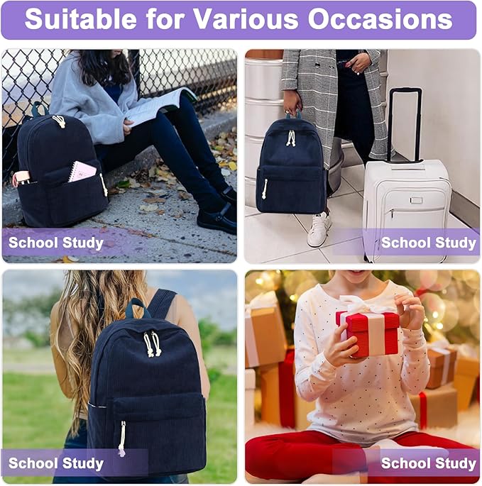 BTOOP School Backpack for Teens Large Corduroy Bookbag Lightweight 15.6 inch Laptop Bag for Girls Women Casual High School College