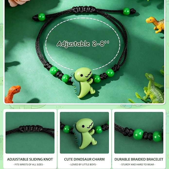 PEALICIOUS Dinosaur Bracelets for Boys, Back to School Birthday Son Gifts | First Day of Kindergarten Bracelet, Adjustable Dino Gifts Match Dinosaur Costume, Birthday Gifts for Boys Son Grandson