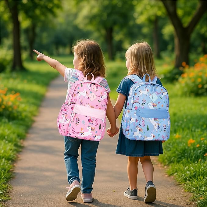 KK CRAFTS Preschool Backpack Kindergarten Little Kids Toddler Elementary School Backpacks for Boys and Girls with Chest Strap(15Inch, Pink Unicorn)