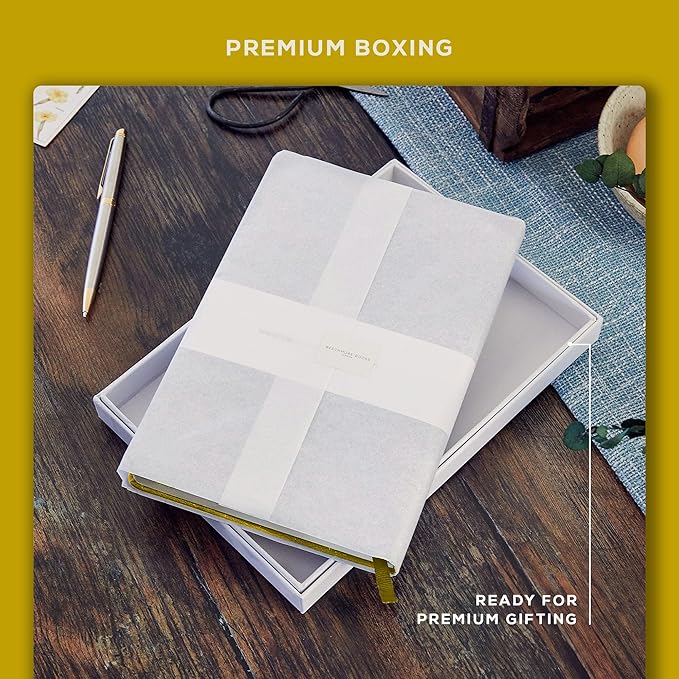 BEECHMORE BOOKS A5 Dotted Journal – 160gsm Thick Paper No-Bleed Bullet Notebook – Hardcover Dot Grid Logbook with Presentation Gift Box – Vegan Leather Sketchbook for Artists & Professionals