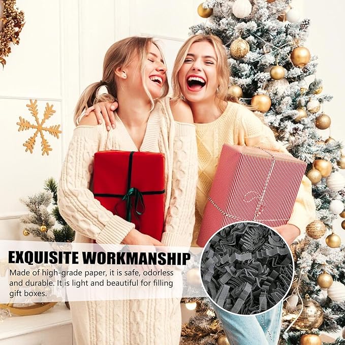 ZEBMOON 1 LB Grey Crinkle Cut Paper Shred Filler Great for Gift Wrapping, Basket Filling, Birthday, Wedding, Halloween, Thanksgiving, Christmas Day, New Year Party Decorations Filling Supplies