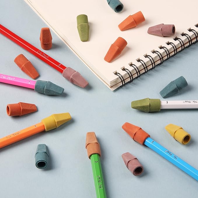 Mr. Pen- Pencil Top Erasers, 120 Pack, Folk Festival Colors, Latex-Free & No Smudge Pencil Eraser Tops