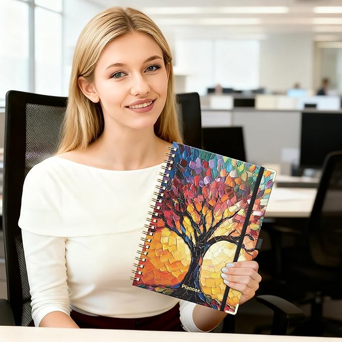 AHGXG Academic Planner 2026-2027, July 2026 - June 2027, Weekly and Monthly, 8.5" x 11", Hardcover, Spiral-Bound, Calendar, Agenda for Women, Student, School, 12-Month Tabs (Colourful Tree)