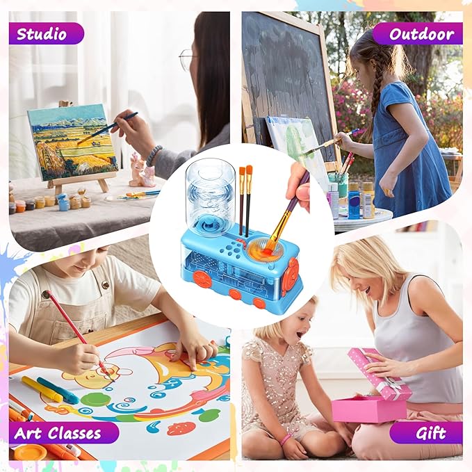 Paint Brush Cleaner, Multifunctional Acrylic Face Paint Brush Washing Station Brush Water Cup for All Purpose Oil Watercolor Painting Artist Professional Kit,Gift Art Supplies for Kid Adult