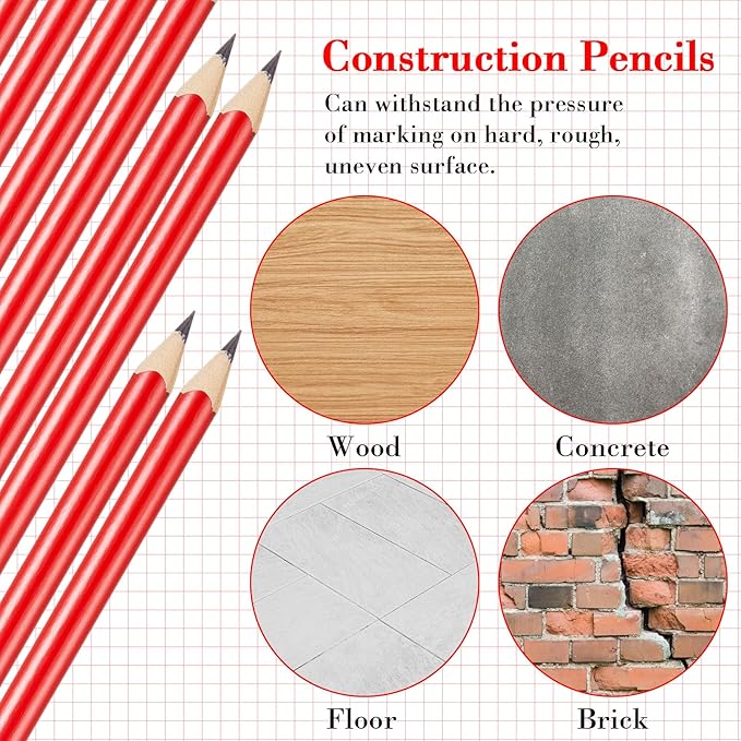 Fainne 48 Pack Jumbo Round Pencils, Wooden Fat Pencil with Black Core Bulk for Carpenters Workers Woodworkers Framers Beginners Students Teachers DIY Project(Red)