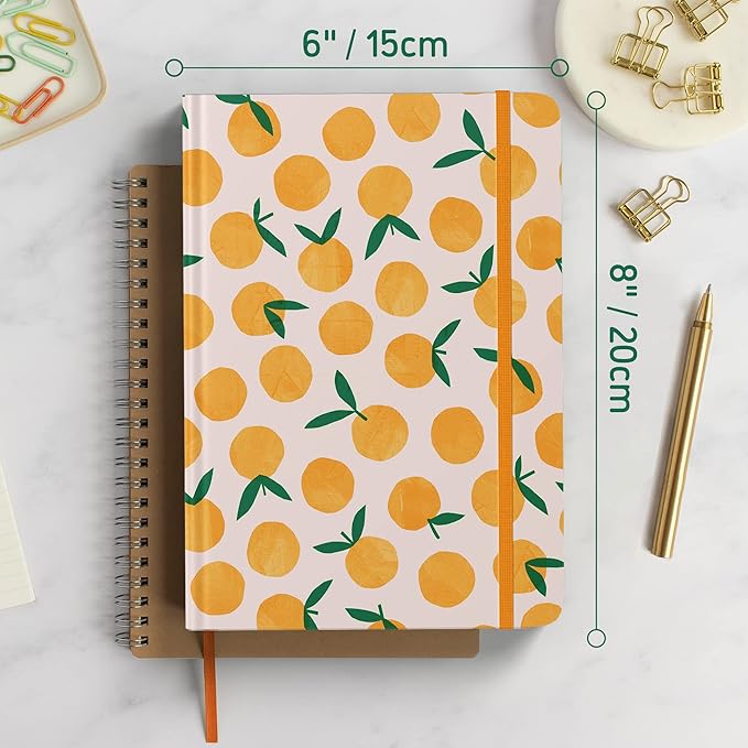 Rileys & Co. Dotted Journal Notebook - 8x6 Inches Dot Grid Notebook - Hardcover Bullet Journal Notebook, Dot Journal - Cute Journals - Motivational Dotted Notebok - Oranges