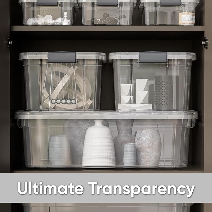 Superio Clear Storage Boxes with Lids, 16 Quart Plastic Container Bins for Organizing, Stackable Crates, BPA Free, Non Toxic, Odor Free, Organizers for Home, Office and Dorm, 3 Pack