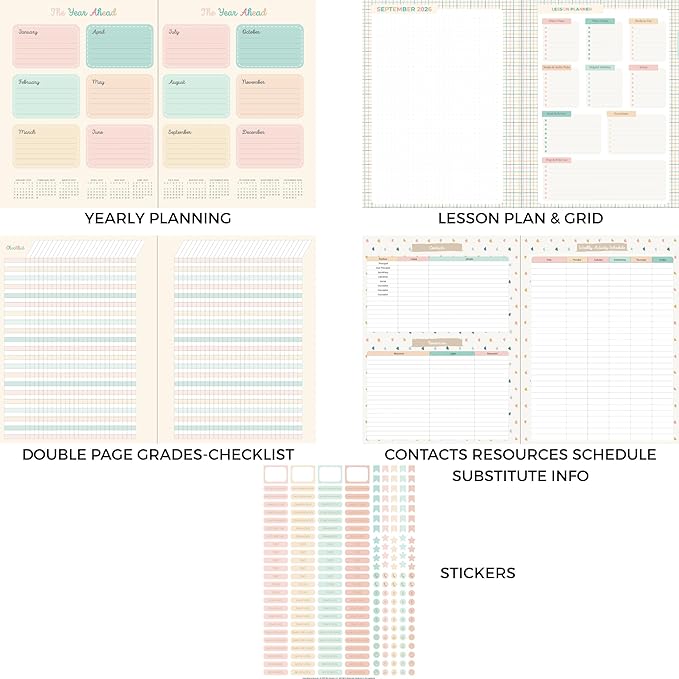 Teacher Planner 2026-2027, Horizontal Lesson Plan Book for Teachers | NEW Floral Cover, 8.5" x 11" | Weekly & Monthly Academic Year Lesson Planner, July 2026-June 2027 | Stickers & Bookmark