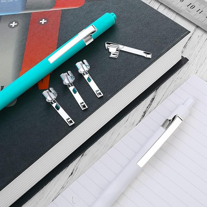 20 Pieces Metal Pen Clips Snap in Pen Clip for Shirt Pocket, Slide On Pencil Holder Clip Hangable Portable Pen Holder for Clipboard, Notebook, School, Office, Home Clever Fashion