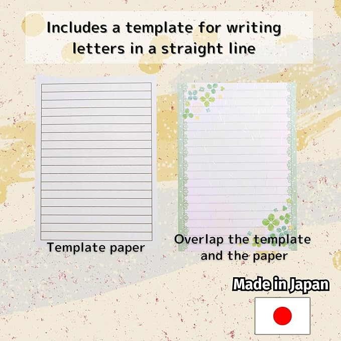 Iyo Washi Printable Stationery Paper 15 Sheets (9.7 x 6.9 inch) Made in Japan, Green Leaf Stationery Paper Japanese Paper, Inkjet Printer, for St. Patrick's Day Letter Writing, Greeting Card