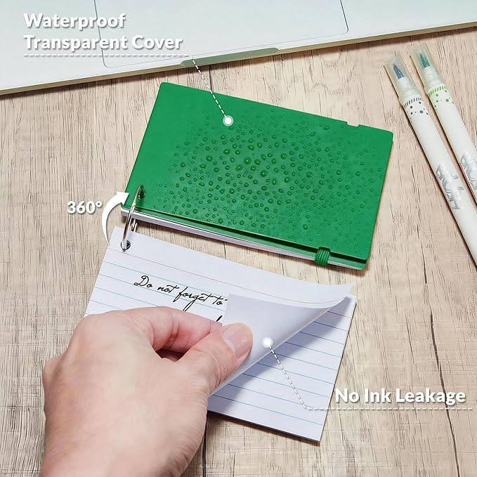 NEEWAY Ruled Index Cards with Ring 3x5 Inches, 200 Count Note Cards Lined, Flash Cards with Rings for Studying, Home and Office (Green)