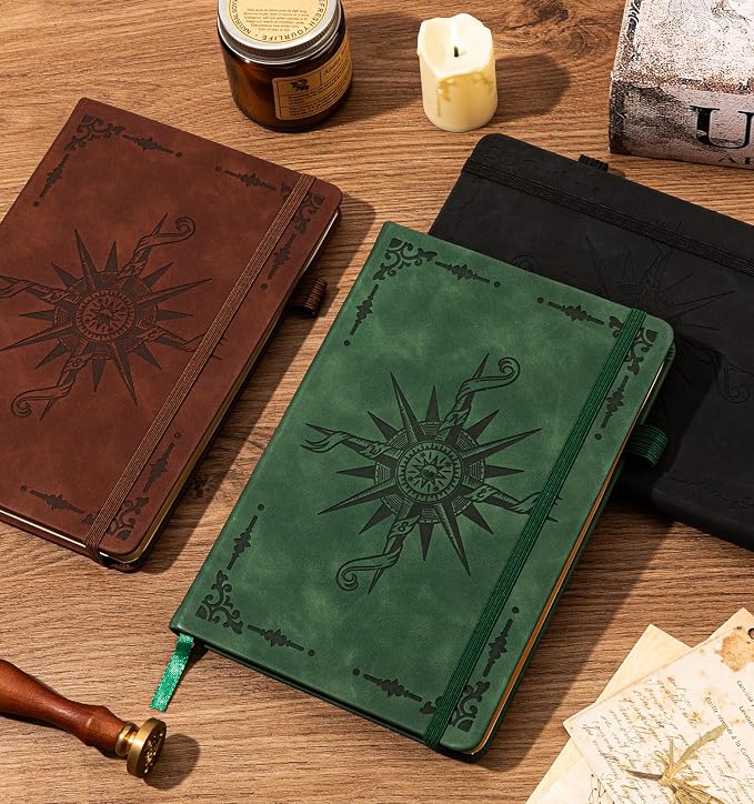 ALKALO Graph Journal Notebook, A5 200 Pages Leather Journals For Writing Women & Men Travel,Business,Work & School, Hardcover Journaling Notebooks Daily Diary, 5.7'' X 8.3''-Black