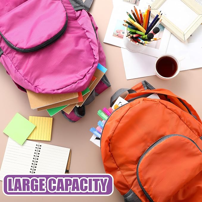 Jexine 10 Pcs Backpacks Bulk 16.5 Inches Lightweight Travel, Fuchsia Gem | Basic Book Bags for School Outdoor, Foldable Storage, Ideal Students Adults Commuters, Bulk Backpack Set for Teams