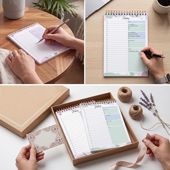 Thboxes 2 Packs To Do List Notepad, 104 Pages To Do List Notebook A5 Undated Daily Planner Notepad with Task Checklist Home Office School Supplies