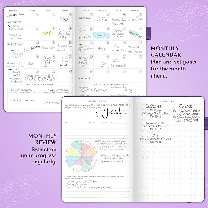 Legend Planner – Undated Weekly & Monthly Life Planner to Hit Your Goals & Live Happier, Organizer Notebook & Productivity Journal, A5 (Purple)