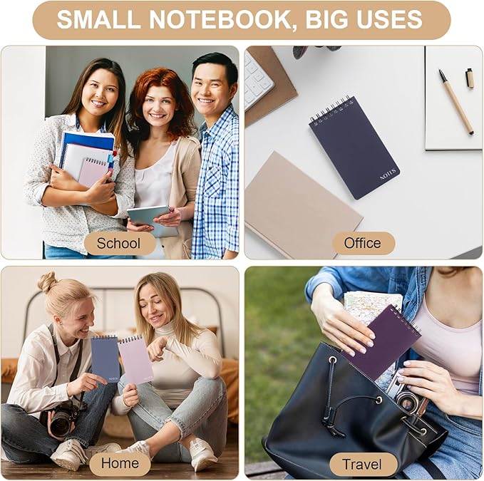 Thboxes 8 Pack Pocket Notebooks, 3 x 5 Spiral Notepads Mini Notebook 60 Sheets/120 Pages Small Notebooks with Lined Pages Memo Pads for Nurse Gifts School College Office