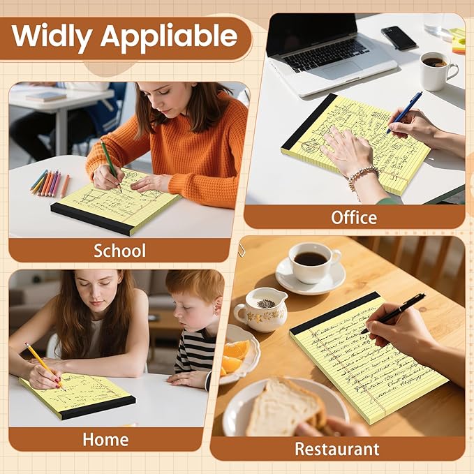 Glyanlee Legal Pads 8.5 X11, College Ruled Notepads, 2 Pack, 50 Sheet/Pad, Yellow Legal Pads, Tear Off Notepad, Perforated Writing Pad, Notebook Paper, Notepads For Office Home School, Notepad