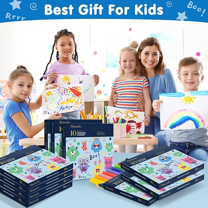 finenolo Washable Markers Bulk (360 Total), 36 Pack Coloring Markers for Teachers, Adults, Students, Classroom Supplies, 10 Colors