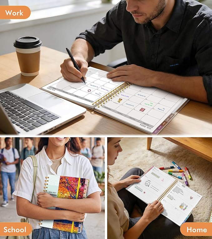 Academic Planner 2026-2027, Weekly and Monthly Calendar Planner from July 2026 - June 2027, 6.1" x 8.2" A5 Large Daily Agenda Book with Tabs, Flexible Cover, College School Organizer for Student Teacher, Autumn Woods