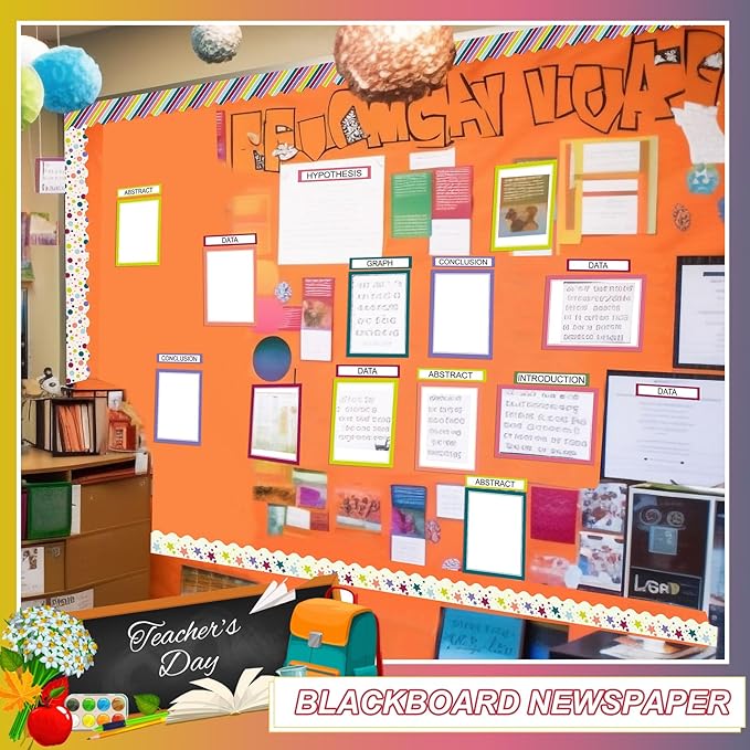 Fuyoooo 90 Pcs Science Fair Board Supplies 60 Trim Scalloped Bulletin Board Borders 24 Presentation Board Subtitles 6 Science Fair Titles for Classroom Display Boards(Classic)