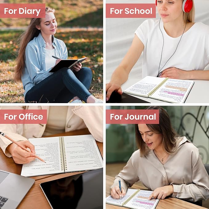 ZOTIA Lined Spiral Journal for Women, A5 Cute Hardcover College Ruled Notebook for Work, School & Note Taking, Aesthetic Writing Journal, 140 Pages (5.8" x 8.3"), Hummingbird
