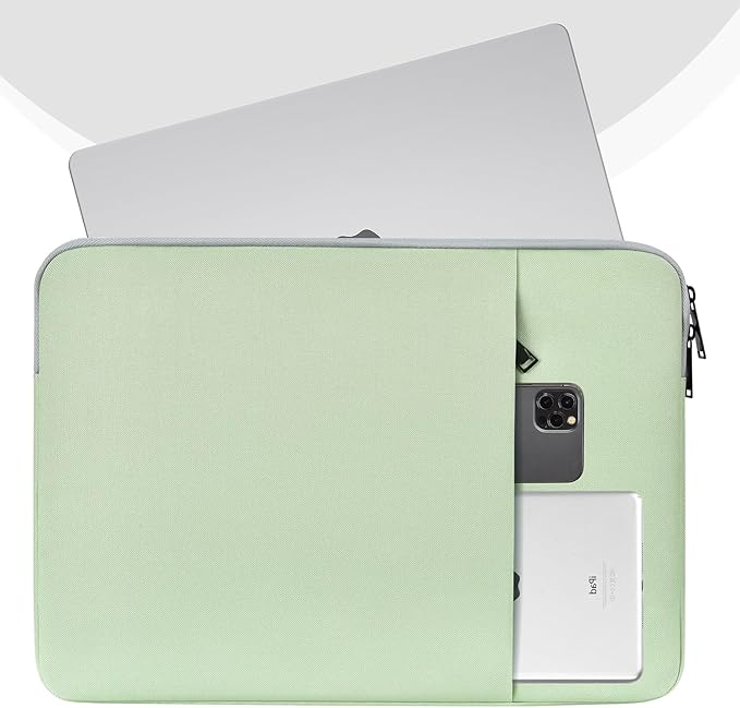 Laptop Sleeve Case 15.6 16 inch, Shockproof Protective Computer Carrying Cover with Accessory Pocket, Water-Resistant Travel Laptop Bag for HP, Dell, Lenovo, Acer, ASUS, Chromebook -Mint Green