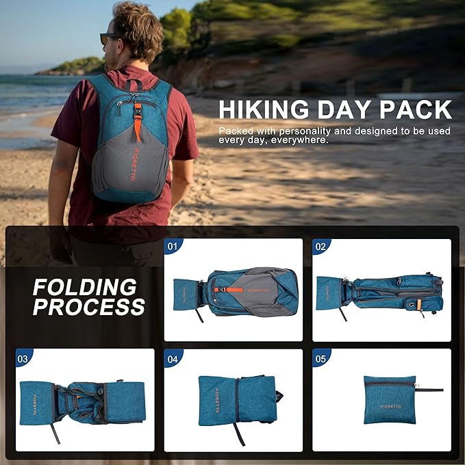 FIORETTO 10L/15L/20L Hiking Backpack for Women Men Mini Packable Backpack Lightweight Small Daypack for Travel Camping