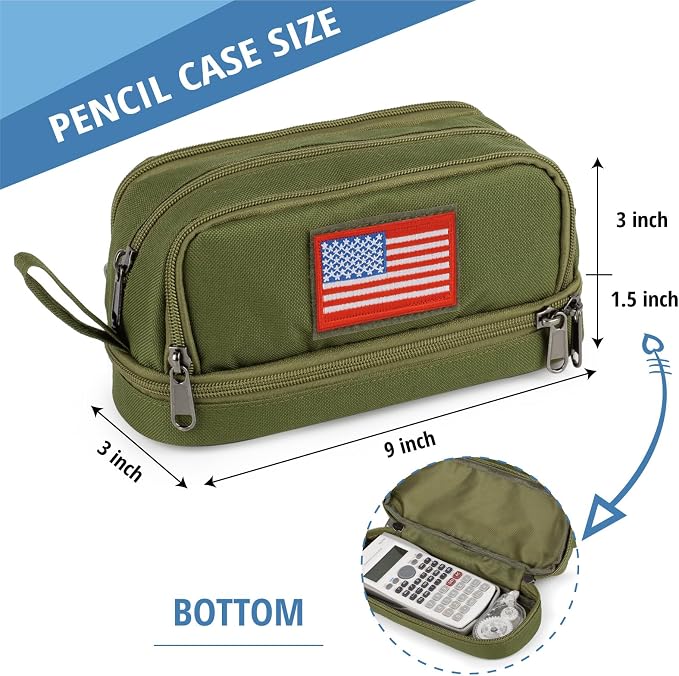 Tactical 4 Compartments Pencil Case for Boy, Large Pen Pouch Bag for School | Tactical Large Capacity Pen Box, 900D Farbic Tool Bag for School College Office Marker Organizer for Boy Kid Men Adult Teen