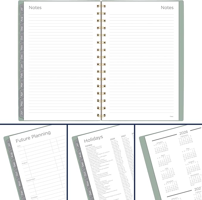 Mead Planner 2026-2027 Weekly & Monthly Academic 15-Month April-June, 5.5" x 8.5", Soft Grass (CAW42093)