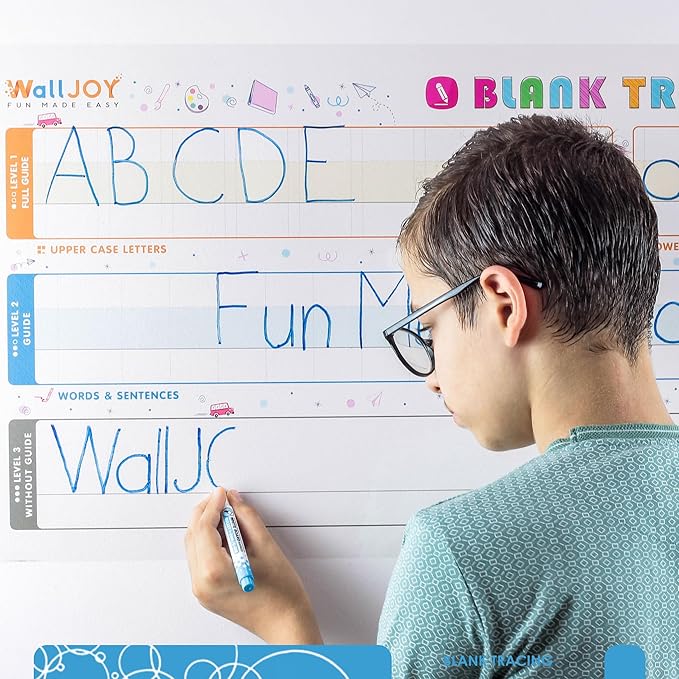 Dry Erase Handwriting Practice for Kids – 39.4×16” Large Clear Lined Dry Erase Board, Whiteboard with Lines that Sticks to Any Surface